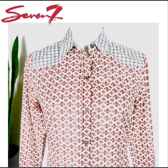 SECEN Women’s Small Cotton Long Sleeve Blouse Western Boho Cowgirl Appeal - Picture 2 of 13